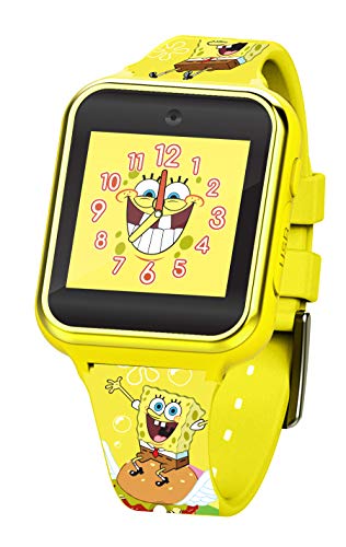 Accutime SpongeBob SquarePants Nickelodeon Kids Yellow Educational Learning Touchscreen Smart Watch Toy for Boys, Girls, Toddlers - Selfie Cam, Learning Games, Alarm, Calculator (Model: SGB4090AZ)