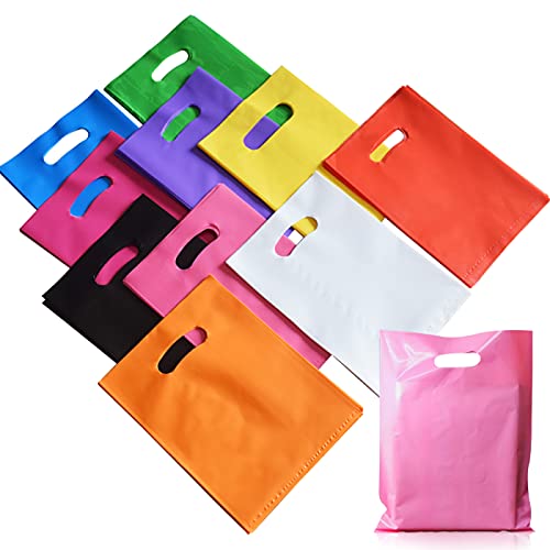VieFantaisie Plastic Party Favor Bags Small Gift Bags, 100 PCS 6' x 8' Goodie Bags for Kids, Candy Bags Gift Bags Bulk Treat Bag with Handle for Kids Birthday Party, Thanksgiving, Christmas, Halloween