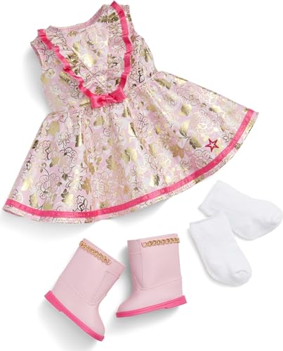 American Girl Truly Me 18-inch Doll Floral Fashion Outfit with Ruffled Bodice, Ribbon, Socks, and Boots, for Ages 6+