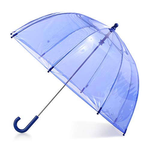 totes Kids Clear Bubble Umbrella with Dome Canopy, Lightweight Design, Wind and Rain Protection, Blue, Kids - 37' Canopy