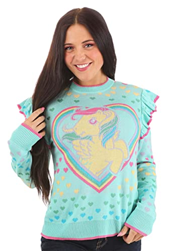 I Heart My Little Pony Sweater for Adults, My Little Pony Ruffle Sweatshirt for Women, Rainbow Dash Sweater 3X
