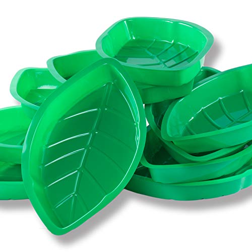 Super Z Outlet Palm Leaf Hawaii Style Food Reusable Snack Tray, Cookies, Chips, Candy Dip for Jungle Island Themed Party Decorations Platter (12 Pack, 11.75' x 8.5' Inches)