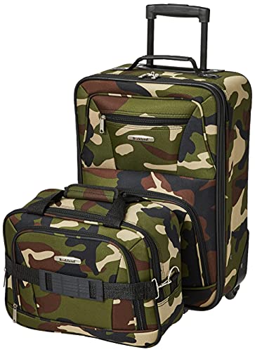 Rockland Fashion Softside Upright Luggage Set,Expandable, Wheel, Telescopic Handle, Camouflage, 2-Piece (14/19)