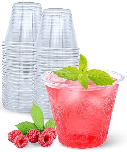 Aatriet 9 oz Clear Plastic Drinking Cups, 50 Pack Classic Clear Disposable Wine Cups for Wedding & Party, Elegant Cocktail Cups, Plastic Tumblers for Iced Coffee, Cold Beverage