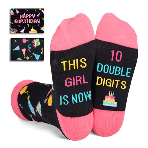 HAPPYPOP 10 Year Old Girl Gifts, Top Best Cool Presents Gifts for 10 Year Old Girl, 10th Birthday Gifts for Tween Girls, Crazy Silly Funny Socks for Kids