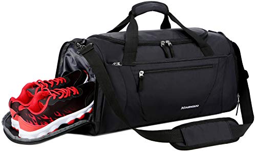 Mouteenoo Gym Bag 40L Sports Travel Duffel Bag for Men and Women with Shoes Compartment (One_Size, Black)