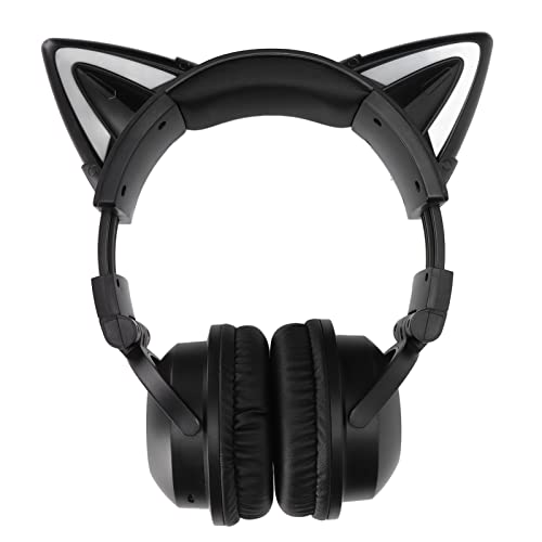 Cat Ear Bluetooth Headset, Bluetrumv5.0 Wireless Gaming Headphone with Microphone and Colorful LED Light, Cute Cat Stereo Headset, Dual Mode Connection, for Girls Children Women