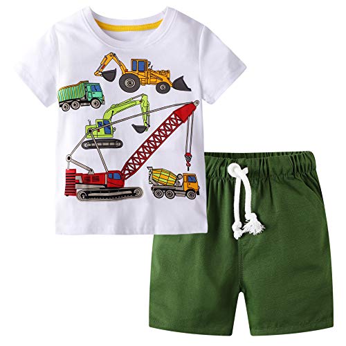 BIBNice Toddler Boy Clothes Kids Summer Cotton Clothing Sets Little Boys Outfits Forklift Size 3T