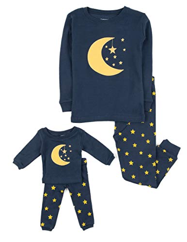 Leveret Moon & Stars Matching Doll & Girl 2 Piece Pajama Set 100% Cotton (8 Years)