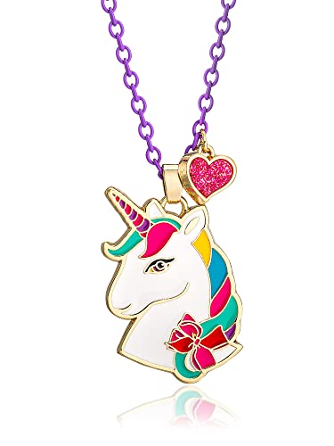 Jojo Siwa Unicorn with Heart Charm Pendant Necklace, 16'+3', Multi, Medium (NH00674YL-16)