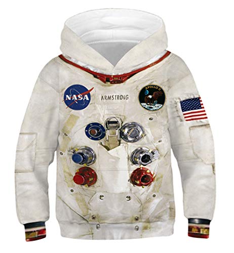 Ainuno NASA White Hoodie Boys Kids Girls Juniors Youth Hooded Sweatshirts Jacket Long Sleeve Shirt,NASA 13-15 Years