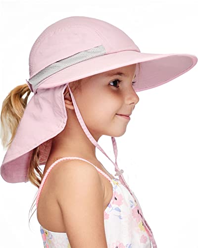 Camptrace Toddler Kids Sun Hats with Neck Flap UPF 50+ UV Protection Wide Rigid Brim Boys Girls Beach Swim Sunhat