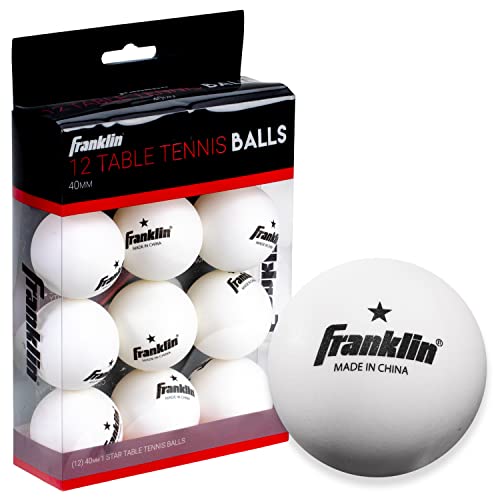 Franklin Sports Ping Pong Balls - Official Size + Weight White 40mm Table Tennis One Star Professional Durable High Performance 12 Count (Pack of 1) Packaging may vary