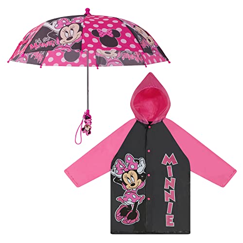 Disney and Slicker, Toddler Or Little Girl Rainwear Ages 2-7 Umbrella, Minnie Mouse Pink, SMALL AGE 2-3 US