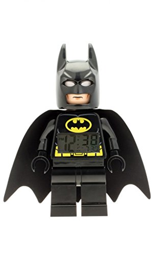 LEGO DC Comics Super Heroes Batman 9005718 Kids Minifigure Light Up Alarm Clock | Black/Yelow | Plastic | 9.5 inches Tall | LCD Display | boy Girl | Official