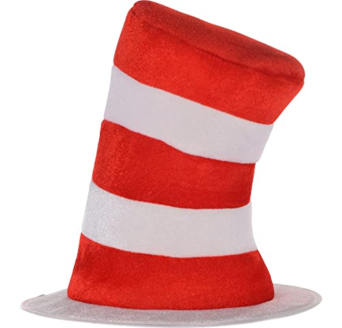 Party City Dr Seuss Cat In The Hat Top Hat for Kids - Dr. Seuss Red & White Striped Hat for Boys & Girls - Halloween Costume Accessories & Headwear