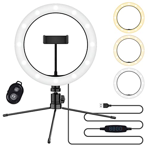 Bright Selfie Ring Tri-Color Light Compatible with Your Lava Iris X1 Beats 10 Inch with Remote for Live Stream/Makeup/YouTube/TikTok/Video/Filming (Dimmable/Adjustable)