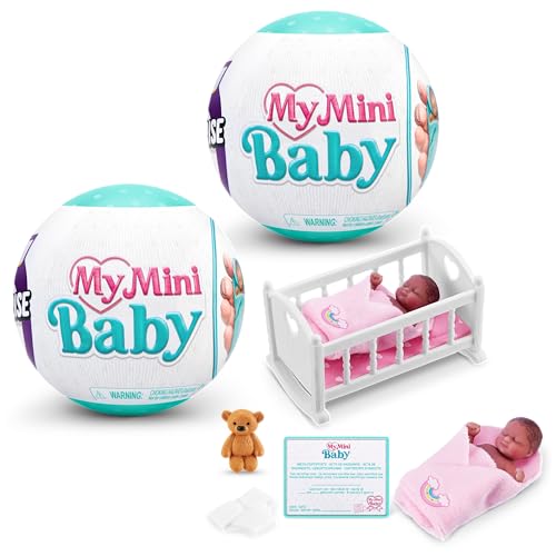 5 Surprise My Mini Baby Series 1 (2 Pack) by ZURU, Collectible Mystery Capsule, Toy for Girls, Realistic Miniature Baby, Playset and Accessories
