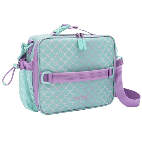 Bentgo® Kids Lunch Bag - Durable, Double-Insulated Lunch Bag for Kids 3+; Holds Lunch Box, Water Bottle, & Snacks; Easy-Clean Water-Resistant Fabric & Multiple Zippered Pockets (Mermaid)