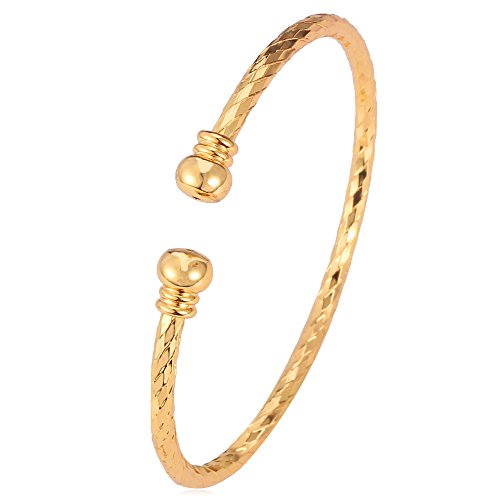 U7 Simple Cuff Bracelet 18K Gold Platinum Plated Fine Bangle Bracelet Fashion Jewelry for Women