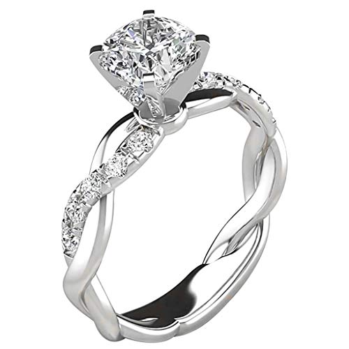 Bokeley Womens Diamond Wedding Ring, Silver Bridal Zircon Diamond Band Couple Men Women Engagement Ring Jewelry Valentines Gift (B/Size 6)