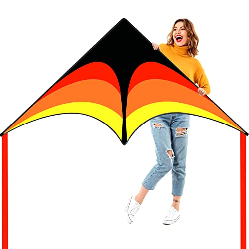 Kaiciuss Delta Kite for Kids & Adults Easy to Fly Large, The Easiest Single Line Beach Kite, it Comes with 300ft String Kite Handle