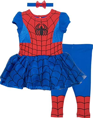Marvel Spider-Man Toddler Girls Tulle Cosplay Dress Leggings and Headband 3 Piece 4T