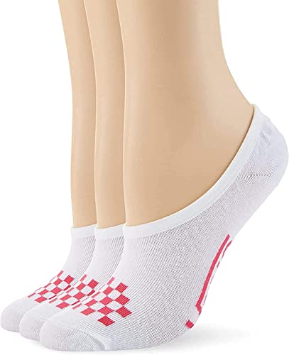 Vans Super No Show Socks - Women's and Girls (White/Pink Check, Womens Shoe Size 7-10)