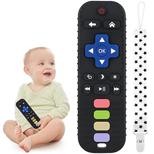 Chuya Baby Teether Toy Chew Toy for Babies 3-24 Months TV Remote Control Shape Teething Relief Baby Toys for Infants (Black)