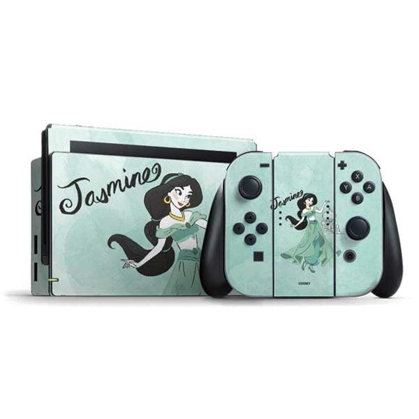 Skinit Decal Gaming Skin Compatible with Nintendo Switch Bundle - Officially Licensed Disney Princess Jasmine Design