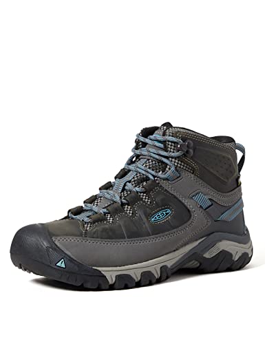 KEEN Women's Targhee 3 Mid Height Waterproof Hiking Boots, Magnet/Atlantic Blue, 8
