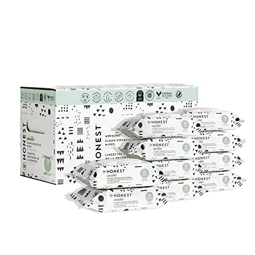 The Honest Company Clean Conscious Unscented Wipes | Over 99% Water, Compostable, Plant-Based, Baby Wipes | Hypoallergenic for Sensitive Skin, EWG Verified | Pattern Play, 720 Count