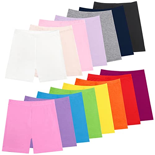HOLLHOFF 15 Pack Girls Dance Shorts 6-7 Years, 15 Color Bike Short Breathable and Safety for Playgrounds and Gymnastics Multi