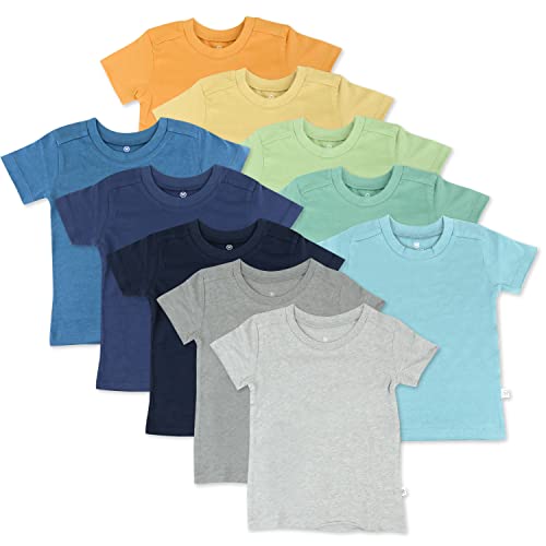 HonestBaby unisex-Baby-Organic Cotton Short Sleeve T-shirt Multi-packs and Toddler T Shirt Set, 10-pack Rainbow-Boy, 3T US