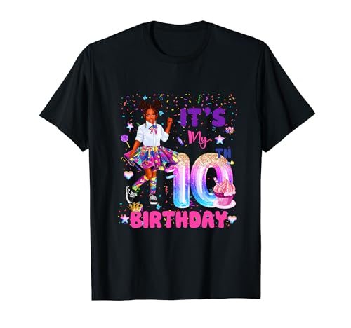 Its My 10th Birthday African American Black Girl 10 Year Old T-Shirt