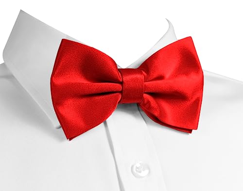 trilece Bow Ties for Men - Men's Solid Pre-tied Clip on Bowties for Formal Wear - Adjustable Bow Tie - Bow ties for Woman (Red)