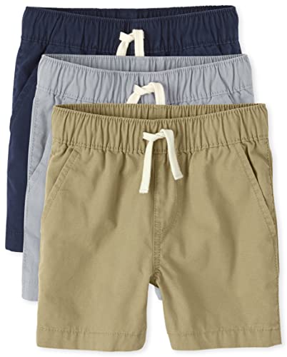 The Children's Place Baby Boys And Toddler Boys Pull on Jogger Shorts,Fin Gray/Flax/Tidal 3 Pack,2T