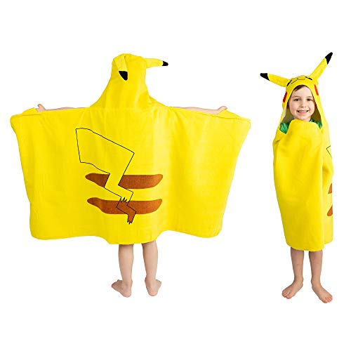Pokemon Pikachu Bath/Pool/Beach Soft Cotton Terry Hooded Towel Wrap, 24' x 50', By Franco Kids