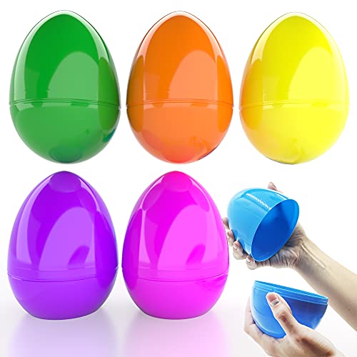 The Dreidel Company Jumbo Filable Easter Eggs Colorful Bright Plastic Easter Eggs, Stands Upright, Perfect for Easter Egg Hunt, Surprise Egg, Easter Hunt, Assorted Colors, 6' Giant Filable Eggs 6Pack