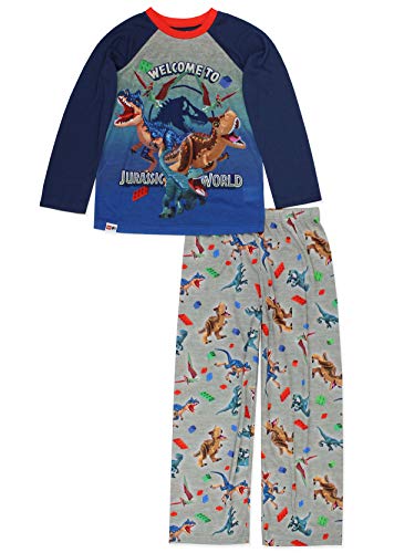 LEGO Jurassic World Dinosaur Kids Long Sleeve 2 piece Pajamas Set (4-5, Gray)