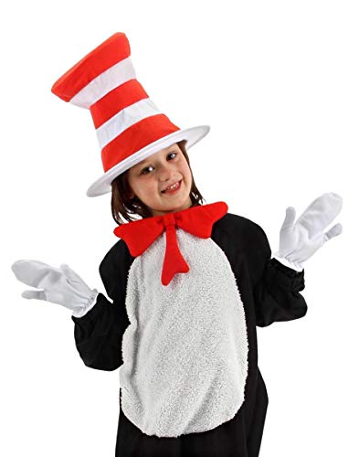 elope Dr. Seuss Cat in The Hat Costume Accessory Kit for Kids Standard Black,White
