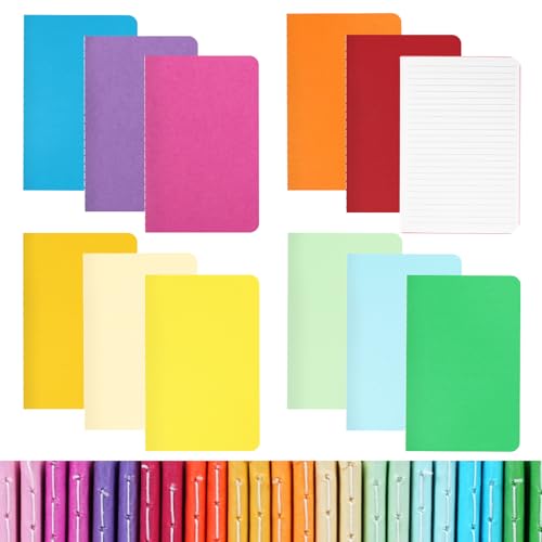 EOOUT 24pcs Mini Journals, Small Lined Pocket Notebooks, Journals for Kids, 48 Pages Lined Notepad, 3.5 x 5.5 Inch, 12 Colors for Students, Traveler, School Supplies