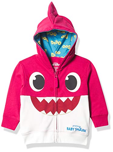 Pinkfong girls Baby Shark Toddler Zip Up Big Face Hoodie - Mommy Shark Pink Toddler Sizes 2t-5t Hooded Sweatshirt, Pink, 3T US