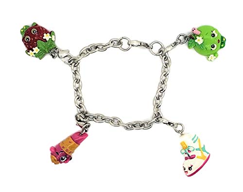 Shopkins Girls Painted Polly Painted Straw/Wedge/Apple/Lip Interchange Ch Set (Interchangeable Charm Bracelet) - Assorted Characters