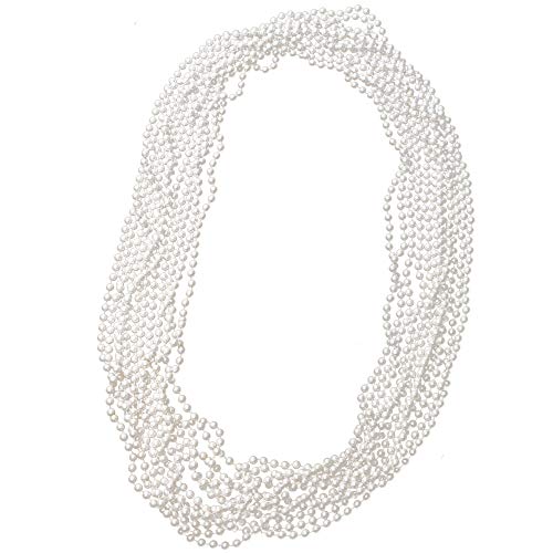 Skeleteen Faux White Pearl Necklaces - Pearl Beaded Necklace Party Favors - 12Pk