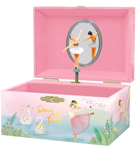 Musical Ballerina Jewelry Box for Girls - Kids Music Box with Spinning Ballerina, Ballet Birthday Gifts for Little Girls, Jewelry Boxes, 6 x 4.7 x 3.5 in - Ages 3-10,Pink