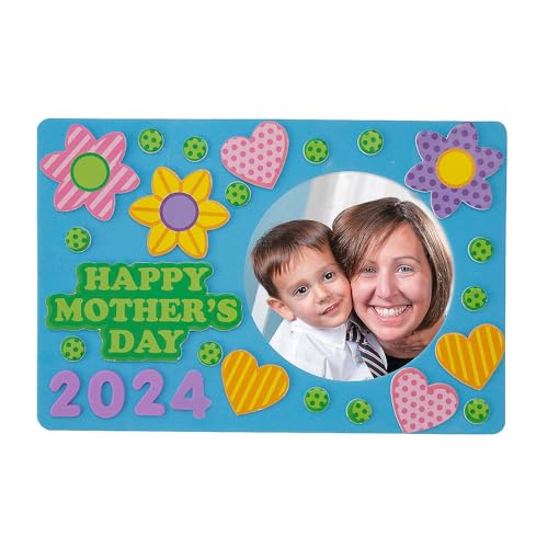 Fun Express Make Your Own Year Happy Mother's Day Picture Frame Craft Kit - 2024 - Makes 12 - DIY Mother's Day Craft for Kids and Gifts
