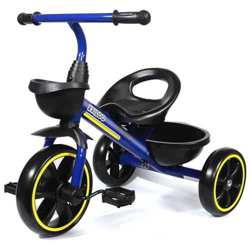 KRIDDO Kids Tricycles Age 24 Month to 4 Years, Toddler Kids Trike for 2.5 to 5 Year Old, Gift Toddler Tricycles for 2-4 Year Olds, Trikes for Toddlers, Blue