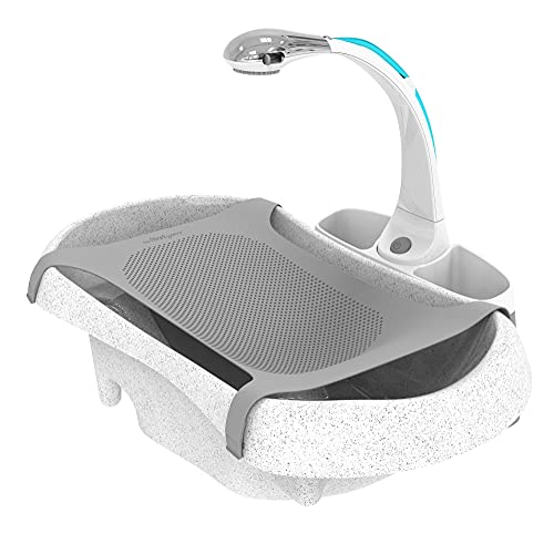 The First Years Rain Shower Baby Bathtub — Baby Spa for Newborn to Toddler — Includes Convertible Bathtub and Sling with Soothing Spray — Baby Bath Essentials