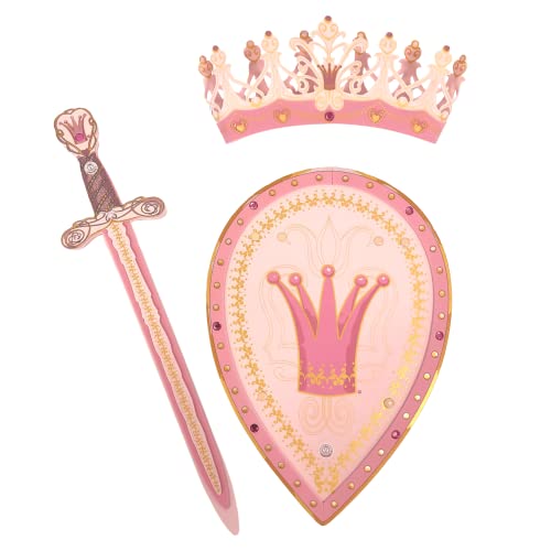 Liontouch Queen Rosa Toy Sword, Shield & Crown for Girls | Medieval Play Set in Foam for Children’s Pretend Play in Pink | Safe Weapons & Battle Armor for Dress Up & Royal Costumes